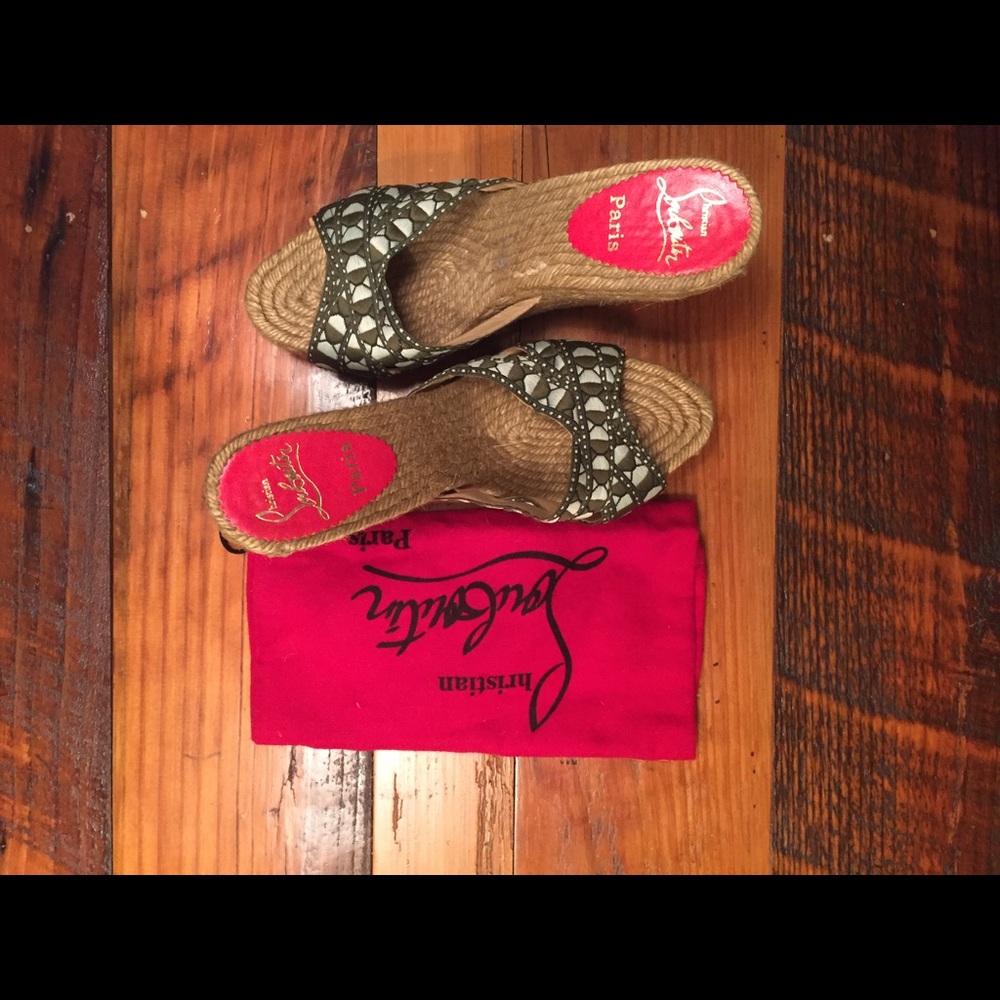 Christian Louboutin Olive Green Wedges